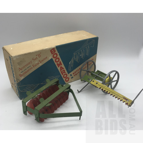 Vintage Tin Boomaroo Accessory Set B To Suit Boomaroo Farm Tractor- In Original Box