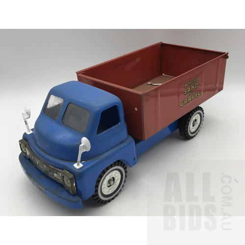 Vintage Tin Sand And Gravel Dump Truck - Wyn Toy Australia - Blue