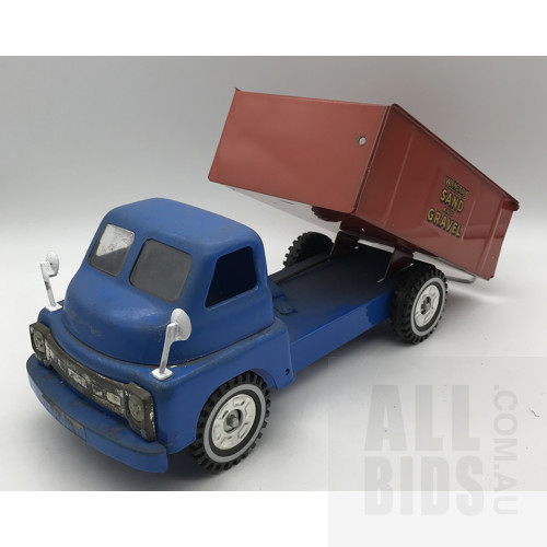 Vintage Tin Sand And Gravel Dump Truck - Wyn Toy Australia - Blue