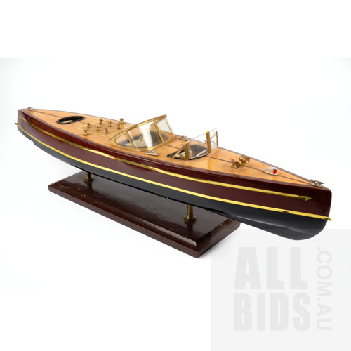 Vintage Woodgrain Display Boat - Made In China