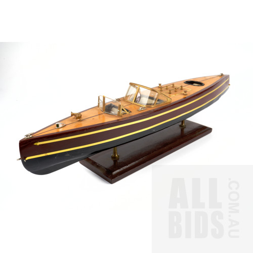 Vintage Woodgrain Display Boat - Made In China