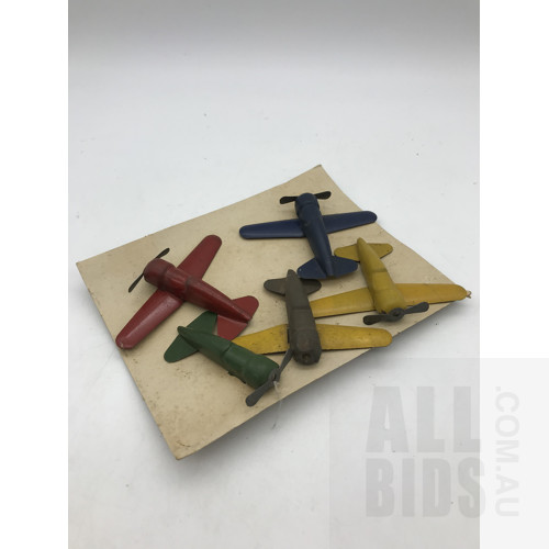 Vintage Tin Cast Small Airplanes - Lot of 5