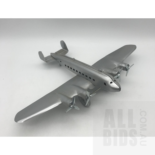 Vintage Tin Cast Airplane - Silver