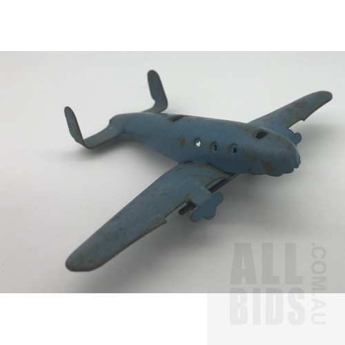 Vintage Tin Cast Airplane - Blue