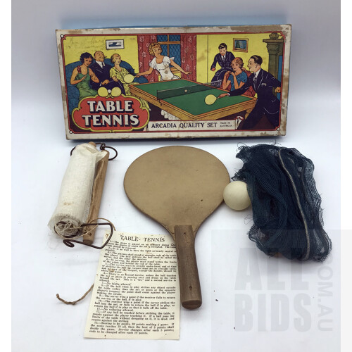 Vintage Arcadia Quality Table Tennis Set - Made In Australia