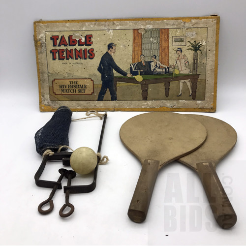 Vintage The Riversdale Match Set Table Tennis Set - Made In Australia