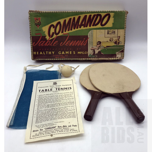 Vintage Healthy Games Commando Table Tennis Set - Made In Australia