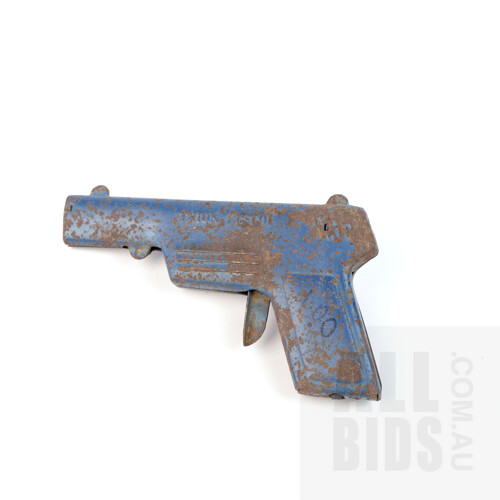 Vintage Childrens Trion Pistol Pressed Steel Toy Imitation Gun - Blue