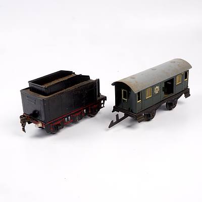 Two Vintage O Scale Model Carriages,  Passenger Car and Coal Car