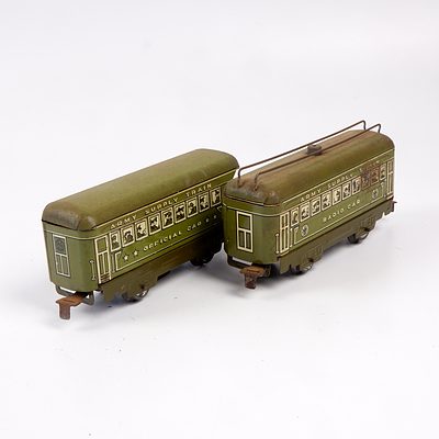 Two Vintage O Scale Military Cars Model Carriages, Offical Car and Radio Car