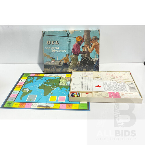 Vintage Board Games, Oil the Great Adventure, Hole in One, Parlour Golf, High Fly Hand Rocket Game