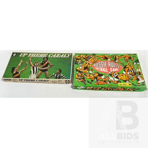 Vintage Australian Rules Football Board Games, Up There Cazaly and Aussie Rules Football Game