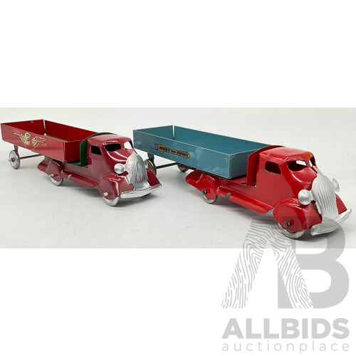 Vintage Wyn-Toys Steel Trucks, Castrol Motor Oil and Speedit Thru Stephens