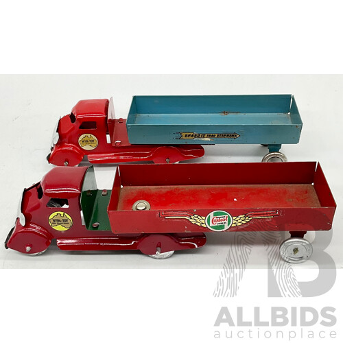 Vintage Wyn-Toys Steel Trucks, Castrol Motor Oil and Speedit Thru Stephens