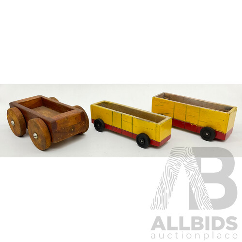 Vintage Wooden Toy Wagons Including Toycraft