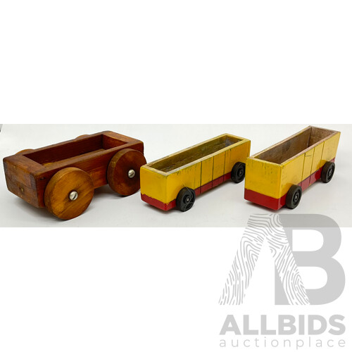 Vintage Wooden Toy Wagons Including Toycraft