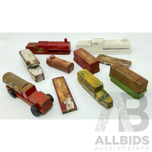 Selection of Vintage Wooden Toy Parts Possibly Toycraft