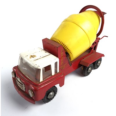 Vintage Boomaroo Australia Tin Concrete Mixer 7707 - Red, Yellow and White