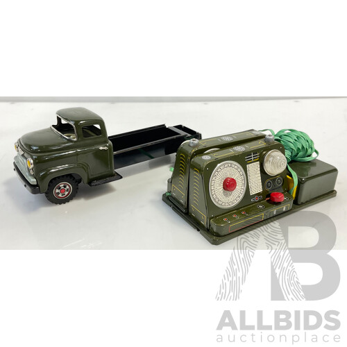 Vintage Trade Mark Modern Toys Truck With Mobile Communication Set Made in Japan