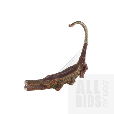 Vintage Burmese Harp In The Form of A Crocodile