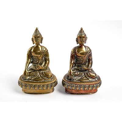 Pair of Cast Brass Thai Deity Figurines