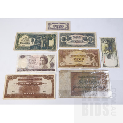 Collection of Japanese Occupation Currency, Germany Reichsbanknote 500000 Mark Note and More