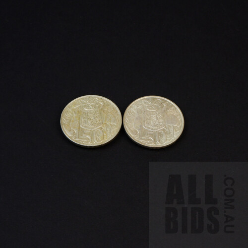Two Australian 1966 Silver Round 50c Coins