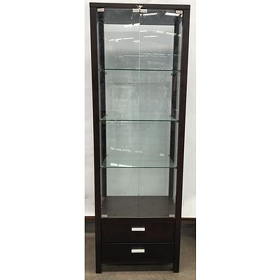 Timber Laminate & Glass Display Shelf Unit