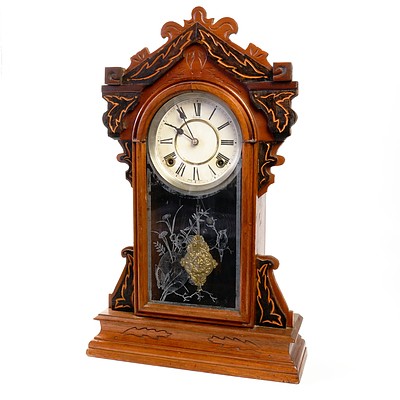 Antique Sessions USA Mahogany Cased 8 Day Striking Mantle Clock