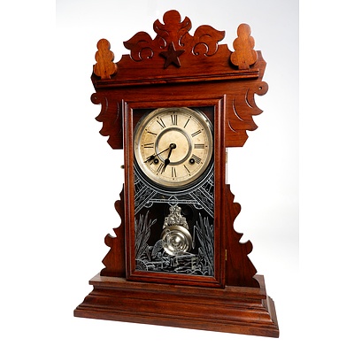 Antique Ansonia Clock Co Mahogany Cased Mantle Clock