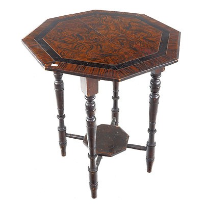 Edwardian Octagonal Occasional Table with Decorated Top