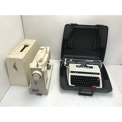 Brother Deluxe Typewriter with Janome Sewing Machine