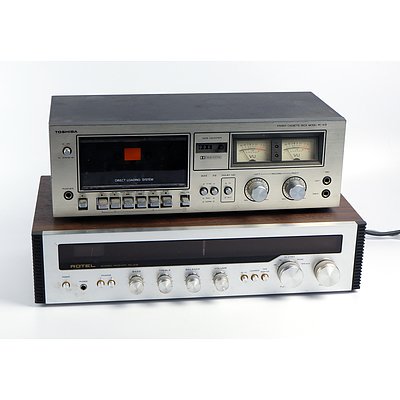 Vintage Rotel RX-202 Stereo Amplifier and Toshiba PC-X10 Tape Deck (2)