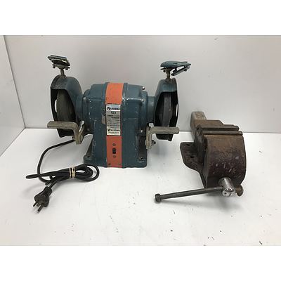 Workmax Bench Grinder with Sidchrome Bench Vice