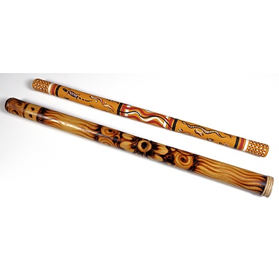 Vintage Hand Decorated Didgeridoo and Bamboo Didgeridoo with Flamework Decoration (2)