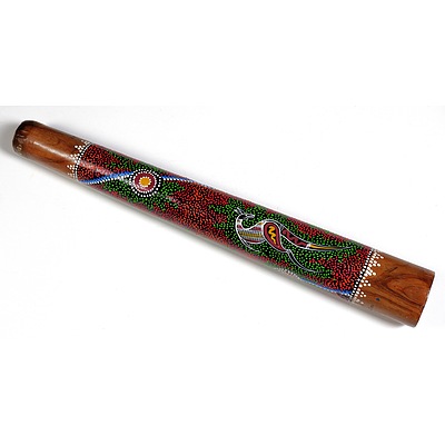 Vintage Indigenous Hardwood Didgeridoo with Dot Painted Decoration