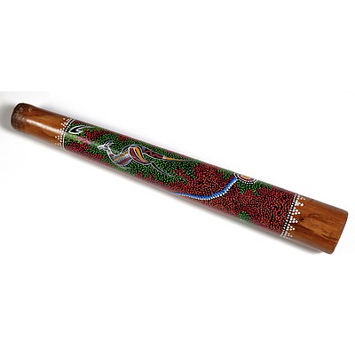 Vintage Indigenous Hardwood Didgeridoo with Dot Painted Decoration
