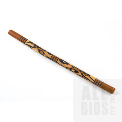 Antique Indigenous Hardwood Didgeridoo with Hand Painted Decoration