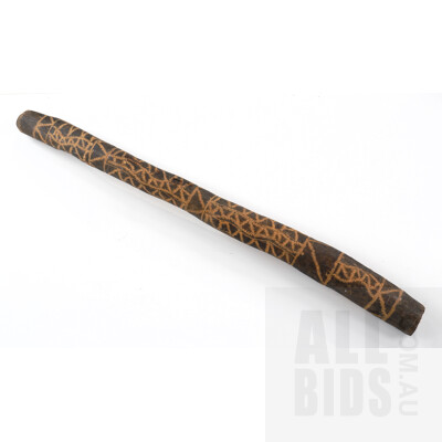 Antique Indigenous Hardwood Didgeridoo with Hand Carved Decoration