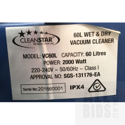 Cleanstar VC60L 60Litre Wet And Dry Vacuum Cleaner