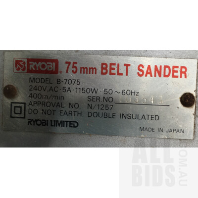 Ryobi RCS1500-G Circular Saw, Ryobi B-7075 75mm Belt Sander And Assorted Blades