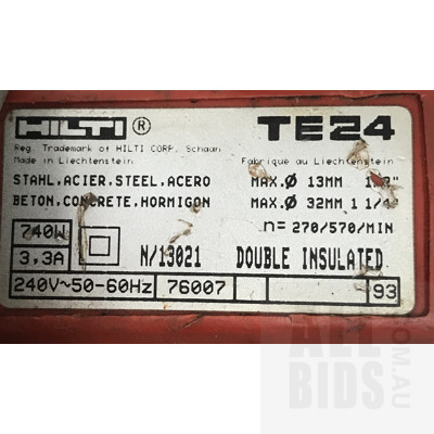 Hilti TE24 240V Rotary Hammer Drill - Parts Or Repair Only