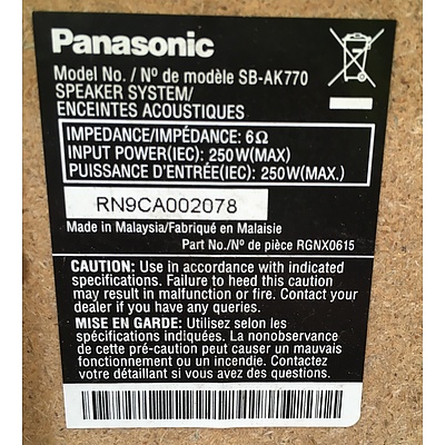 Panasonic Speakers and Subwoofer