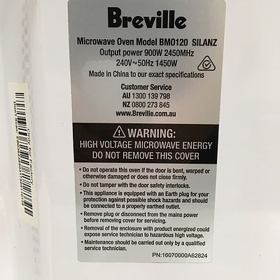Breville 900W Microwave Oven (BMO120SILANZ)