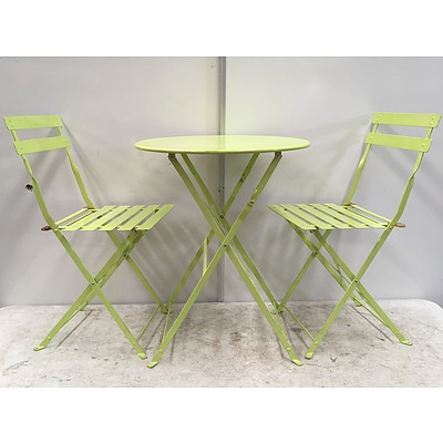 Painted Steel Outdoor Table And Chairs - Lot of 3