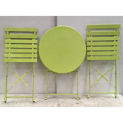 Painted Steel Outdoor Table And Chairs - Lot of 3