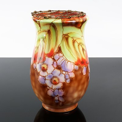 Art Deco T. Lawrence Falconware 'Glendon' Vase with Frog
