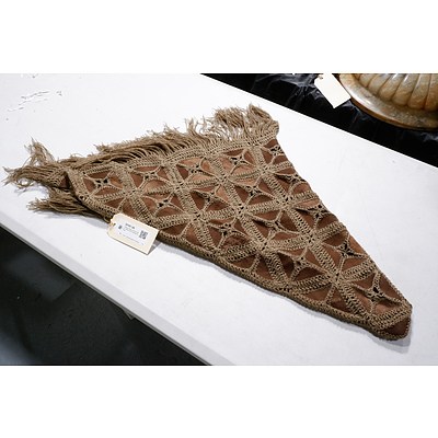 Vintage Chilean Hand Crafted Leather and Crocheted Shawl