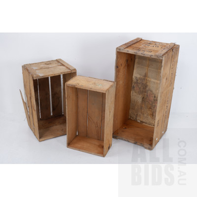 Three Rustic Timber Fruit Crates
