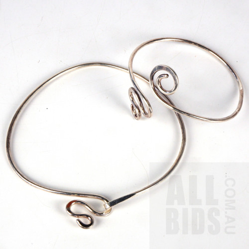 Sterling Silver Swirl Necklet with Matching Arm Bracelet